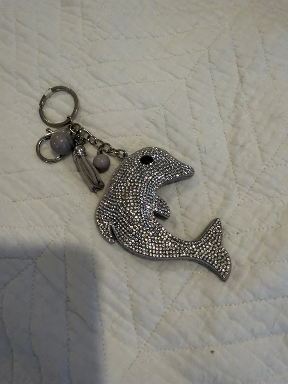 Rhinestone Dolphin Keychain Charm with Tassel